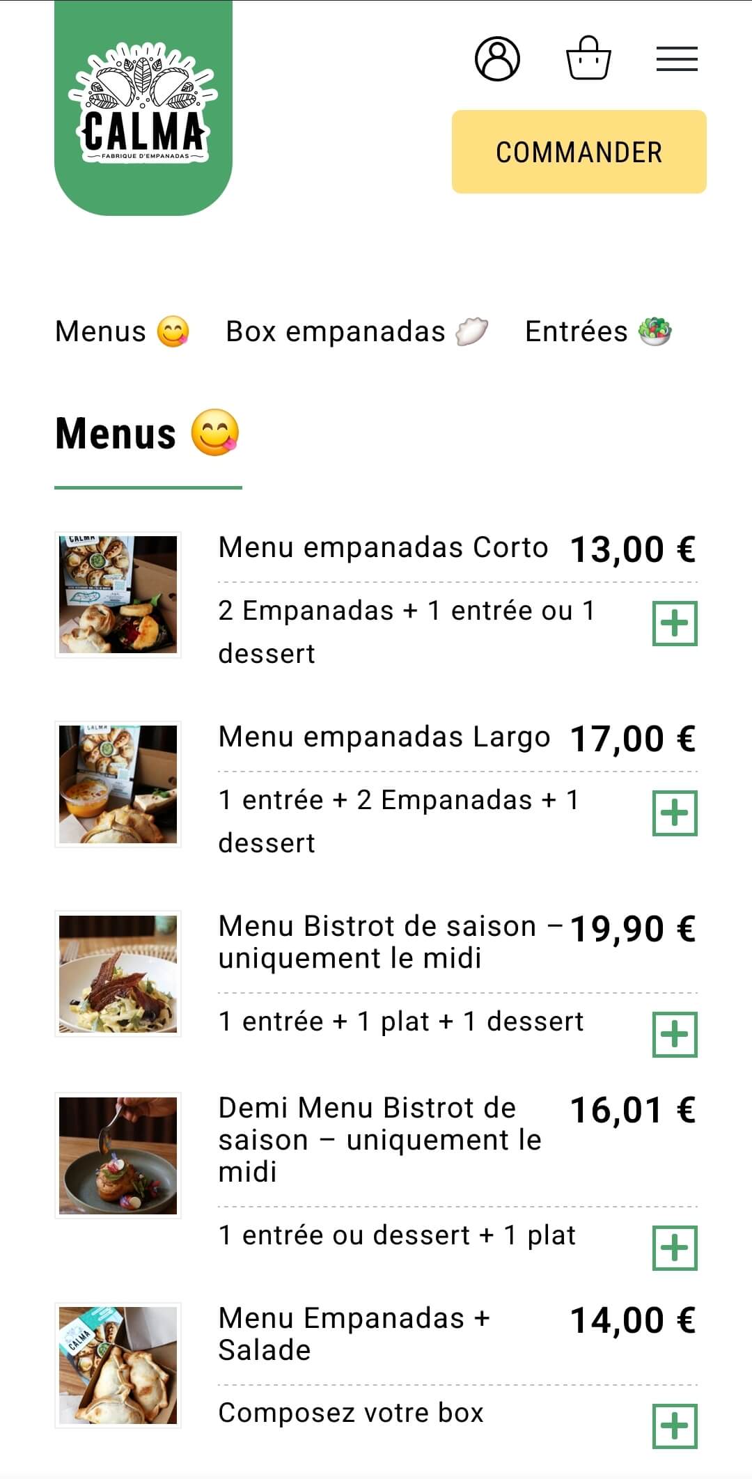 Menu particuliers