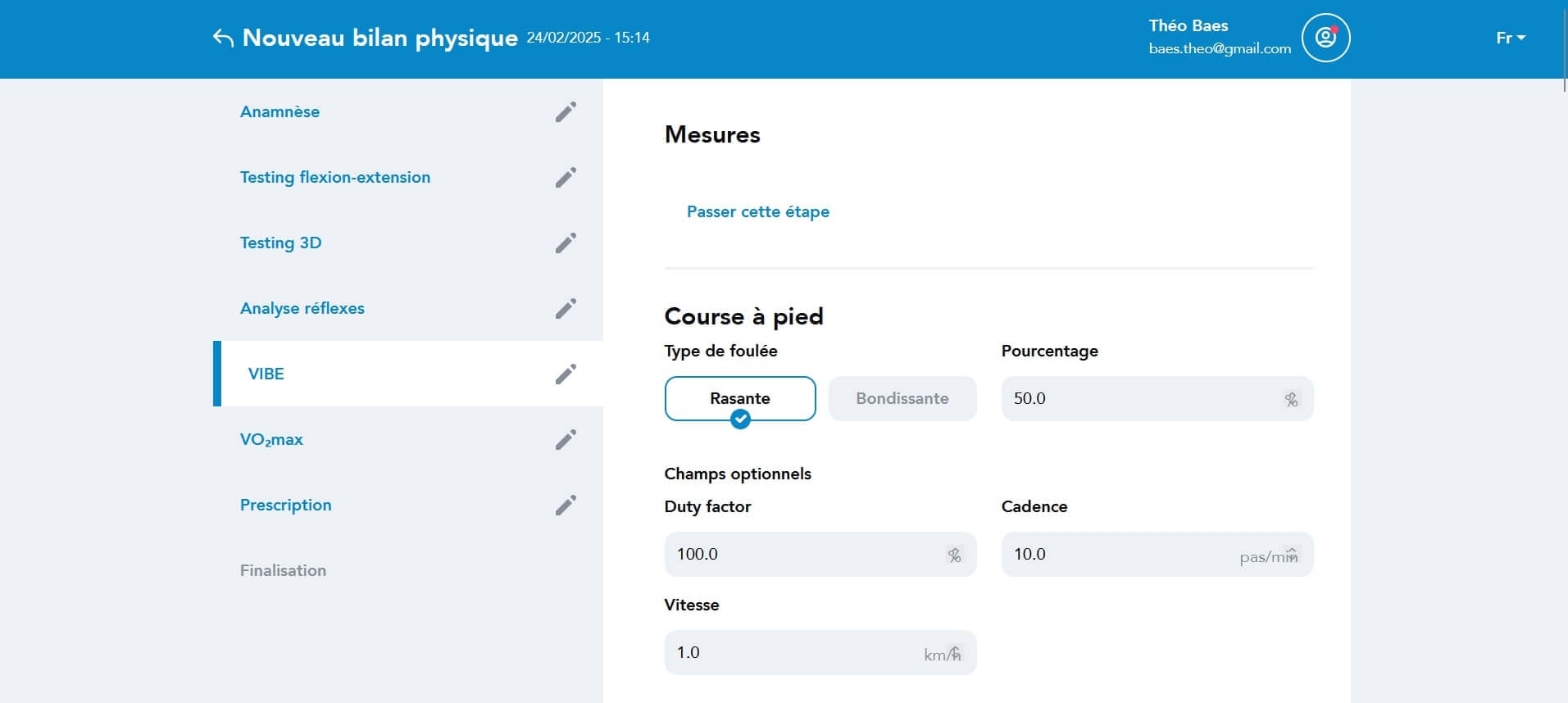 Bilan dans la web-app